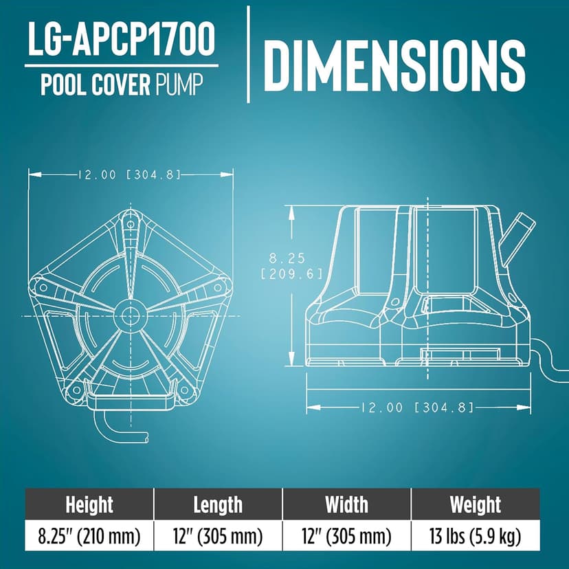 Little Giant Select Series LG-APCP1700 1/3 HP, 1745 GPH, Automatic, Submersible, Swimming Pool Cover Pump with 25-Ft. Cord, Dark Blue, 14942691
