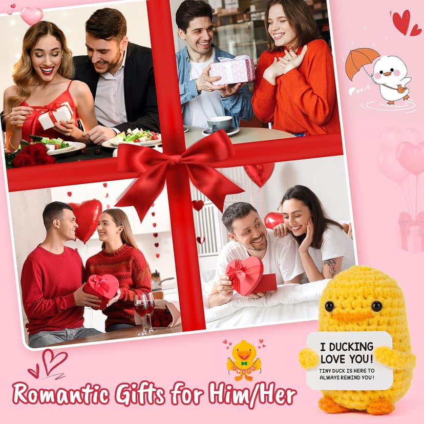 MBL Anniversary for Men Women Her - Funny Small Cute Crochet Duck Gifts for Women Men Wife Husband Girlfriend Boyfriend Fiance Couple Lover Him Birthday Wedding Christmas Stocking Stuffers Present