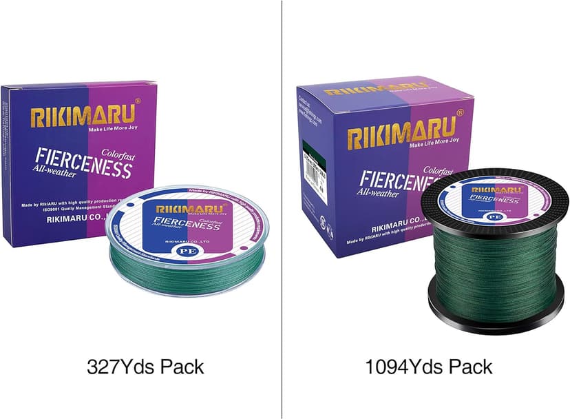 RIKIMARU Braided Fishing Line Abrasion Resistant Superline Zero Stretch&Low Memory Extra Thin Diameter 327-1094 Yds, 4-180LB