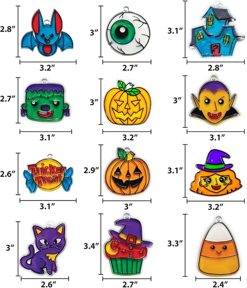 Made By Me Create Your Own Halloween Window Art by Horizon Group USA, Make 20 Projects, Includes Suncatcher Frames & Window Clings, Glow-in-The-Dark Paint, Paint Tubes, Suction Cups & Cording,Multi