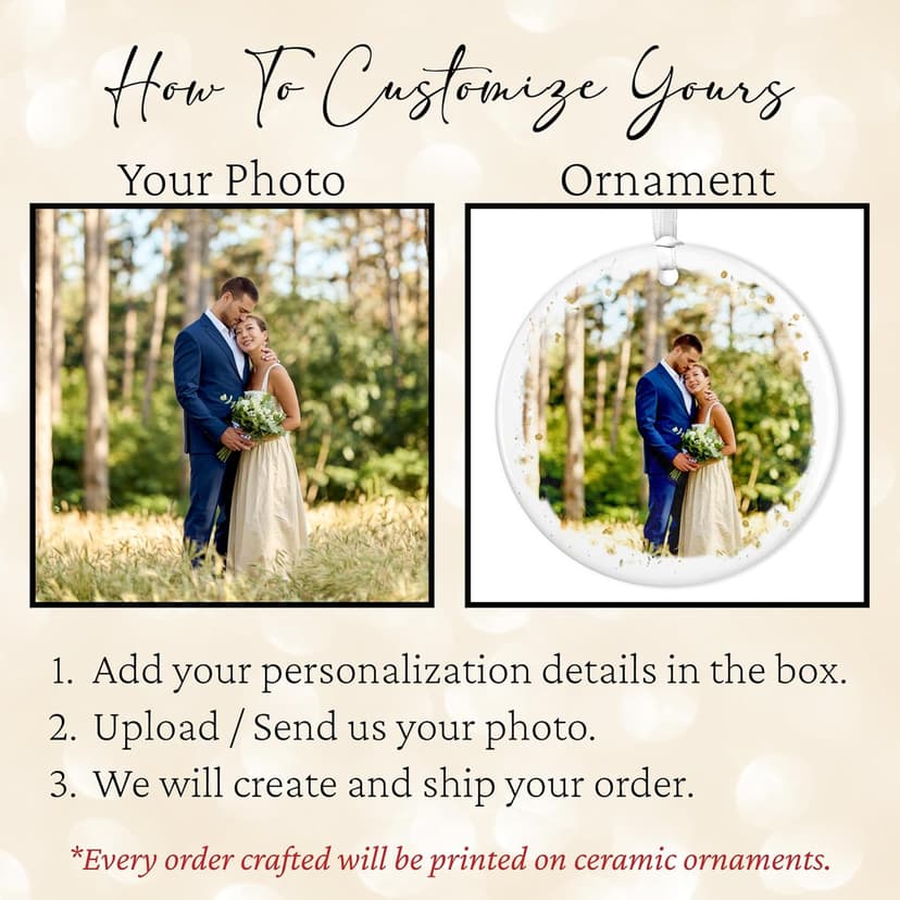 Personalized Our First Christmas as Mr and Mrs Double-Sided Ornament 2025, Custom Photo Ceramic Ornament, First Christmas Married Keepsake, Wedding Gift for Newlywed Couple