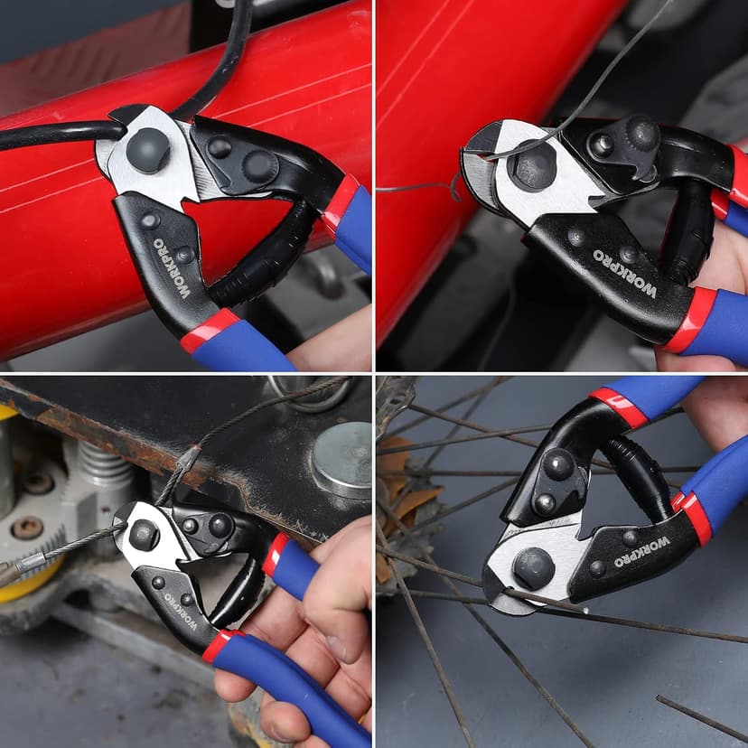 Chrome Vanadium Steel, Safety Lock, Non-Slip Handle for Hard Wire Ropes, Steel Wires and Aircraft Cables WORKPRO Cable Cutter, 7-1/2 Inch Heavy Duty Wire Rope Cutter B0B8MCVSZP