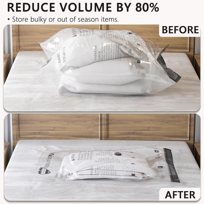 SUOCO 20 Combo Vacuum Storage Bags with Electric Pump, (4 Jumbo/4 Large/6 Medium/6 Small) Travel Clothes Space Saver Bags, Vacuum Seal Bags for Luggage Clothing Pillows Comforters Blankets