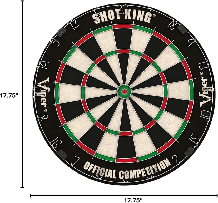Viper by GLD Products Shot King Regulation Bristle Steel Tip Dartboard Set with Bullseye Metal Radial Spider Wire Compressed Sisal Board with Rotating Number Ring Includes 6 Darts Black