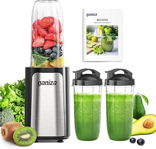 With 3 Portable Cups (1*24oz & 2*17oz), Peak Power 900W Single Serve Smoothie Maker for Kitchen, BPA-Free, Nutritious Recipe Ganiza Smoothie Blender, 14Pcs Portable Personal Blender Shakes & Smoothies B0DJM4QW9B