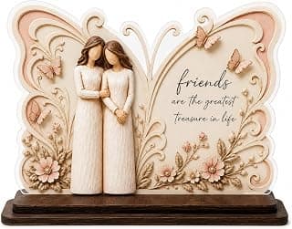 Thanksgiving, Christmas Gift for Friends, Besrt Friend, Friend Birthday Gifts for Women, 2-layer Acrylic and Wood Desk Decor Friendship Gifts for Women, Birthday Gifts for Friends, Friendship Plaques B0H8SXKFP6