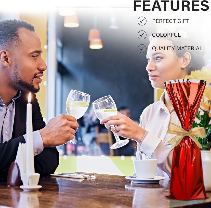 MT Products Metallic Mylar Wine Red Gift Bags for Bottles Sparkle Look - Great for a Wine Pull - (25 Pieces) (Ribbon and Rope Not Included)