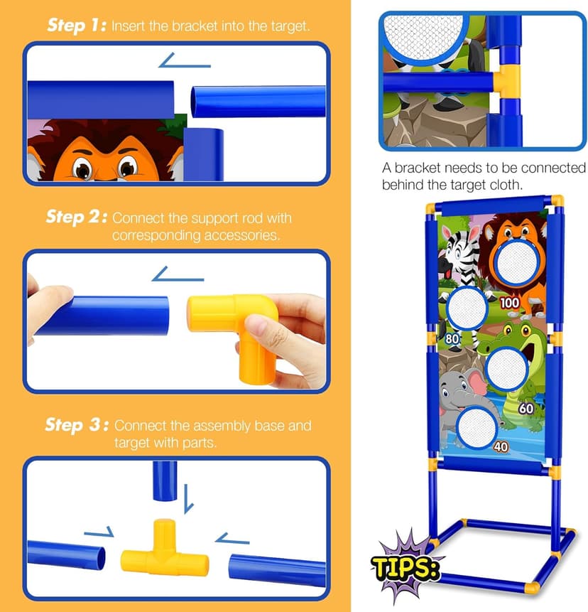 KKONES Shooting Game Toy for Boys - 2 Player Toy Foam Blaster Air Guns, 24 Foam Bullet Balls Popper & Standing Shooting Target, Birthday Gifts for Age 3 4 5 6 7 8 9 10-12 Years Old Kids, Girls