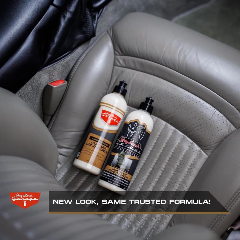 Jay Leno's Garage Car Leather Conditioner and Auto Leather Care - Professional Leather Conditioner for Car Seats, Nourishes Protects & Restores, Lanolin & Beeswax Formula, Non-Greasy Finish (16 oz)