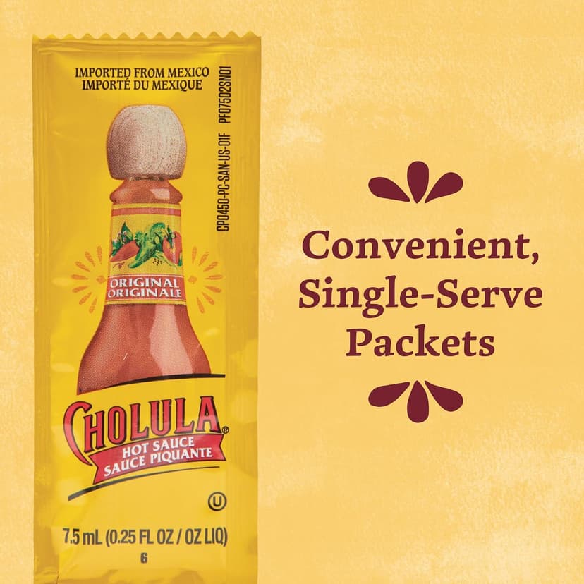 Cholula Original Hot Sauce Packets, 200 count - One 200 Count Individual Hot Sauce Packets with Mexican Peppers and Signature Spice Blend, Perfect Single-Serve Size for Delivery and Takeout B01DQ7F42C
