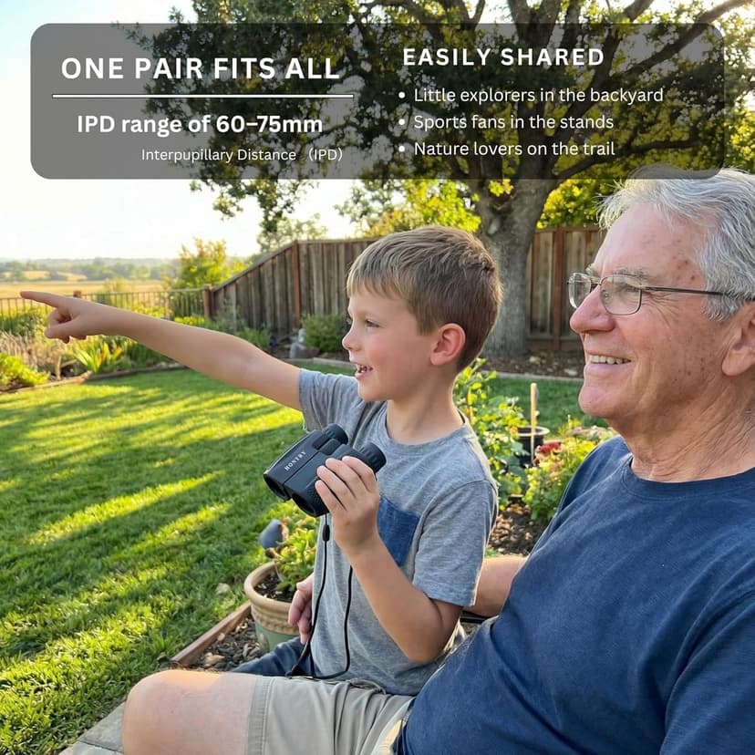 Hontry Binoculars for Adults and Kids, 10x25 Compact Binoculars for Bird Watching, Theater and Concerts, Hunting and Sport Games