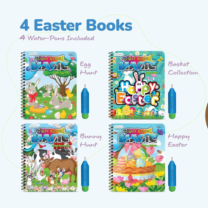 Easter Basket Stuffers for Toddlers, 4 Pack Easter Water Coloring Books for Kids, Easter Basket Essentials, Easter Activities Kids, Easter Basket Stuffers, Easter Toys, Easter Basket Ideas Gifts B0DJ9S99KW