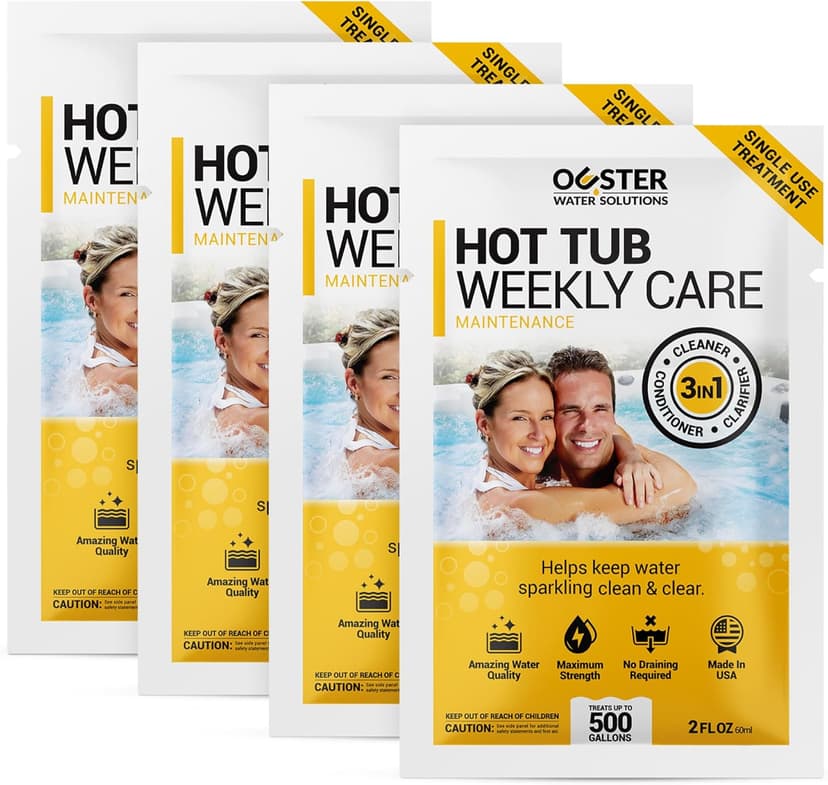 Bio Ouster 3in1 Weekly Hot Tub Cleaner, Conditioner, Clarifier - Hot Tub Chemicals for Standard & Inflatable Spas - Spa Chemicals for Crystal Clear & Sparkling Clean Water - Made in USA (4 Week Kit)