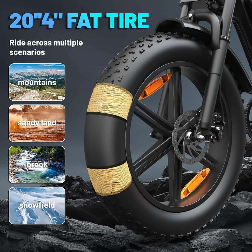 Fat Tire Electric Bike - Foldable E-Bike with Shock Absorption, Throttle Control, LCD Display, and Long Battery Life for Urban Commuting