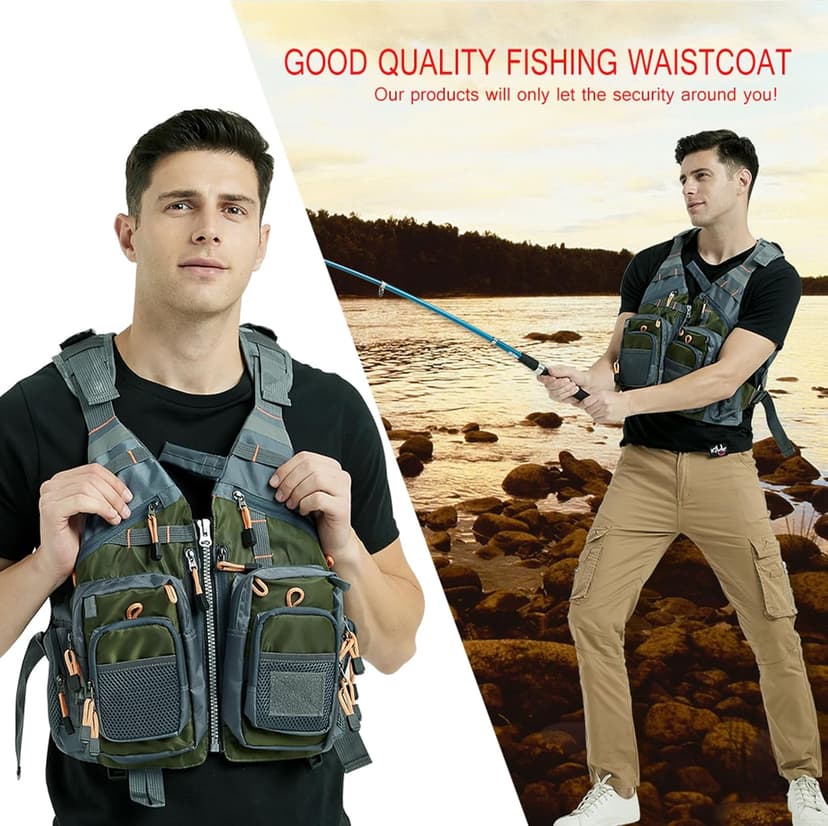 Obcursco Fly Fishing Vest for Men and Women with Breathable Mesh, Trout Fishing Gear, for Outdoors Stream Fishing