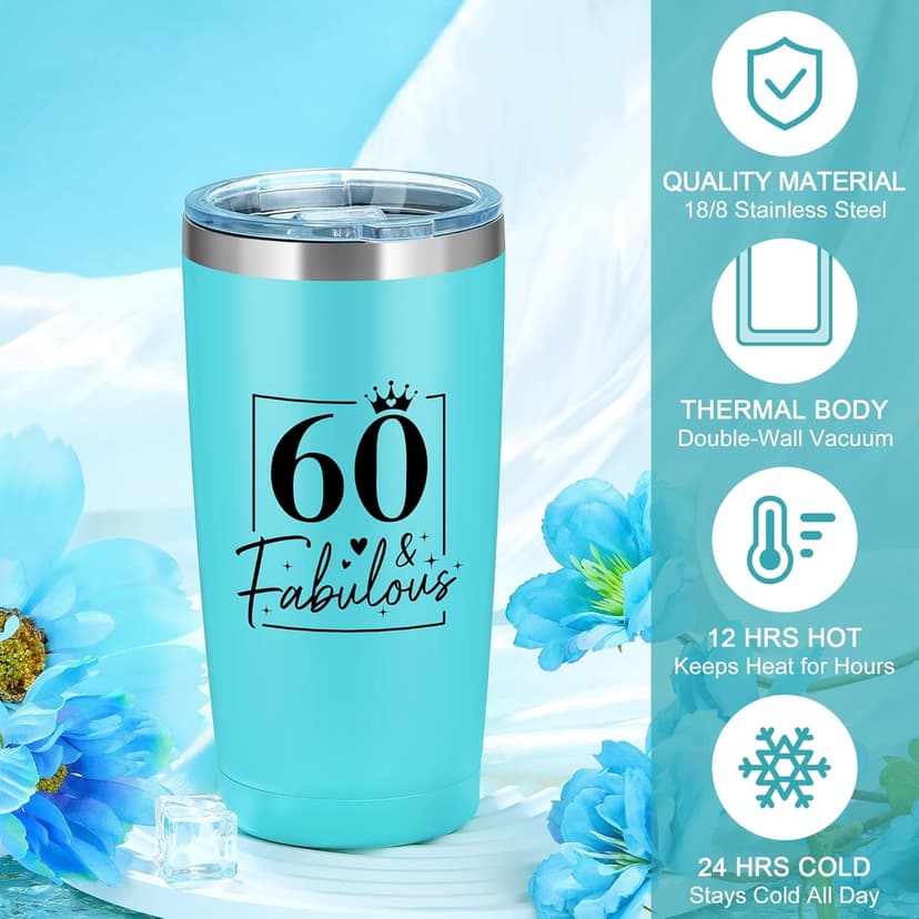 60th Birthday Gifts for Women 60 Year Old Birthday Gifts for Women Cool 1965 Gift for 60 Year Old Woman Fabulous Gift Ideas for Woman in Their 60s Happy 60th Bday Decorations with Tumbler Tote Bag
