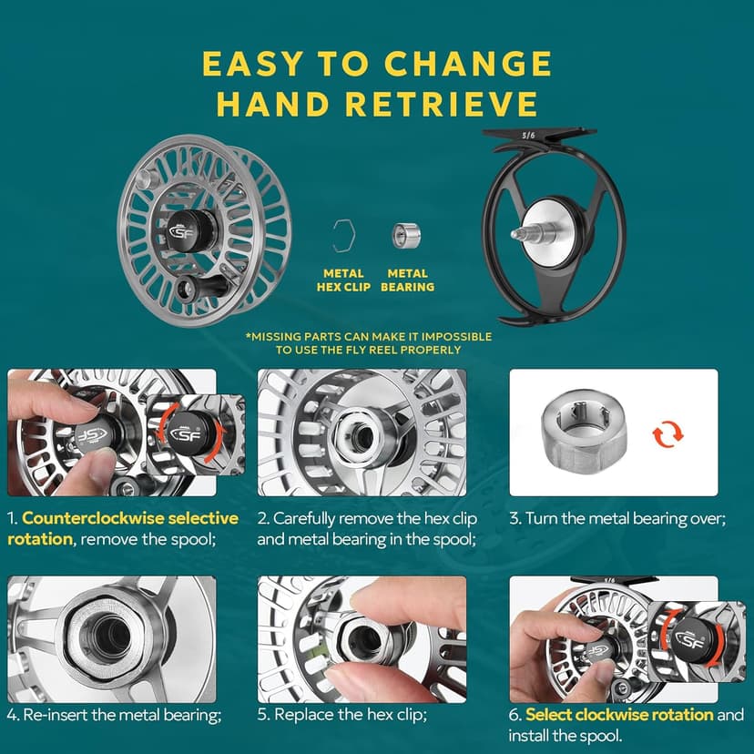 SF SF-003 Pro Fly Fishing Reel for Freshwater,CNC Precision Machining Process,Mid Arbor Design,Smooth Drag System,Lightweight Aluminum Body