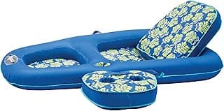 Aqua Campania Ultimate 2-in-1 Pool Float Lounge – Extra Large – Inflatable Pool Floats for Adults with Adjustable Backrest & Cupholder Caddy