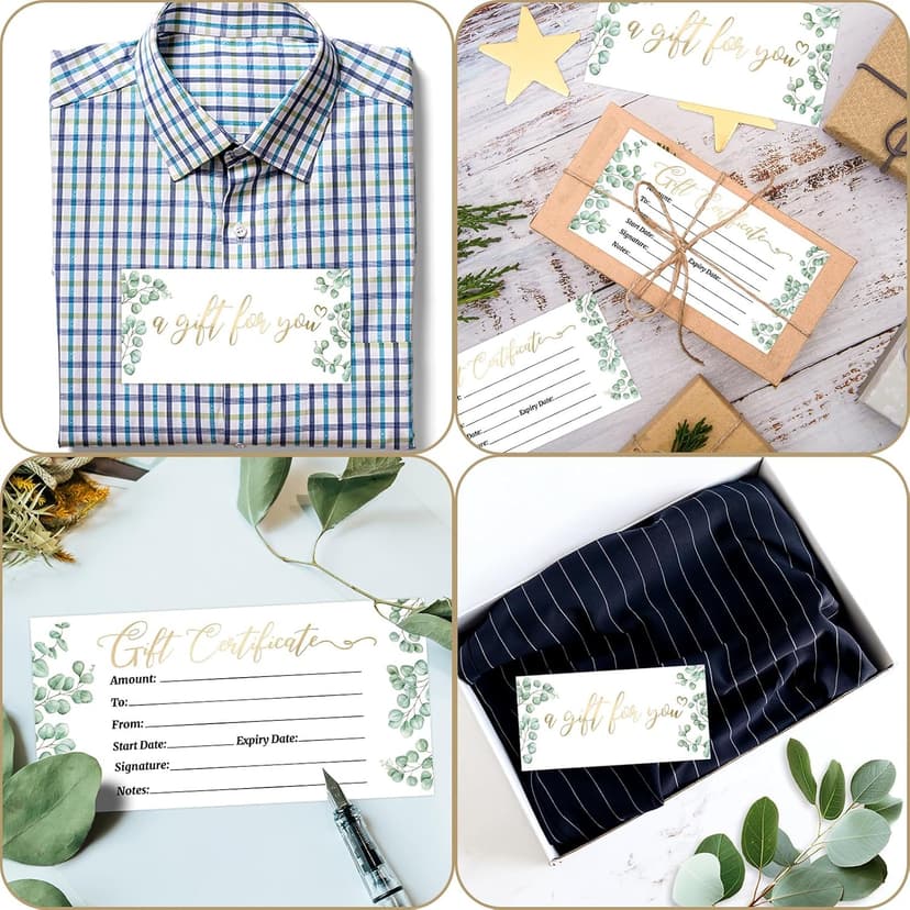 Ceiba Tree Blank Gift Certificates for Business 30 Pack Gold Foil Certificate Cards with Envelopes for Salon Restaurants Spa Birthday