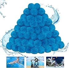 WLLEYAY 4 lbs Pool Filter Balls, New Upgrade Efficient Swimming Pool Filter Sand Alternative, Reusable Eco-Friendly Blue Filter Media Balls, Replace 150 lbs Filter Sand, Lasts for Several Seasons