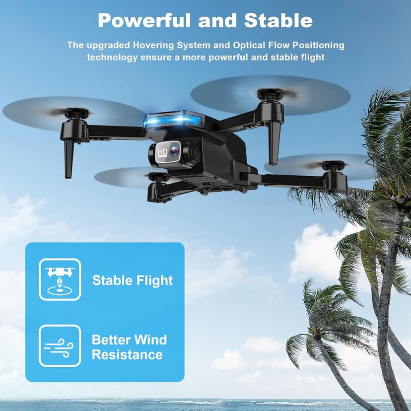 Drone with Camera - Drone with Screen on Controller for Beginners, Foldable Remote Control Quadcopter with Gesture Control, 3D Flip, One Key Start, Emergency Stop, 2 Batteries, Easier to use