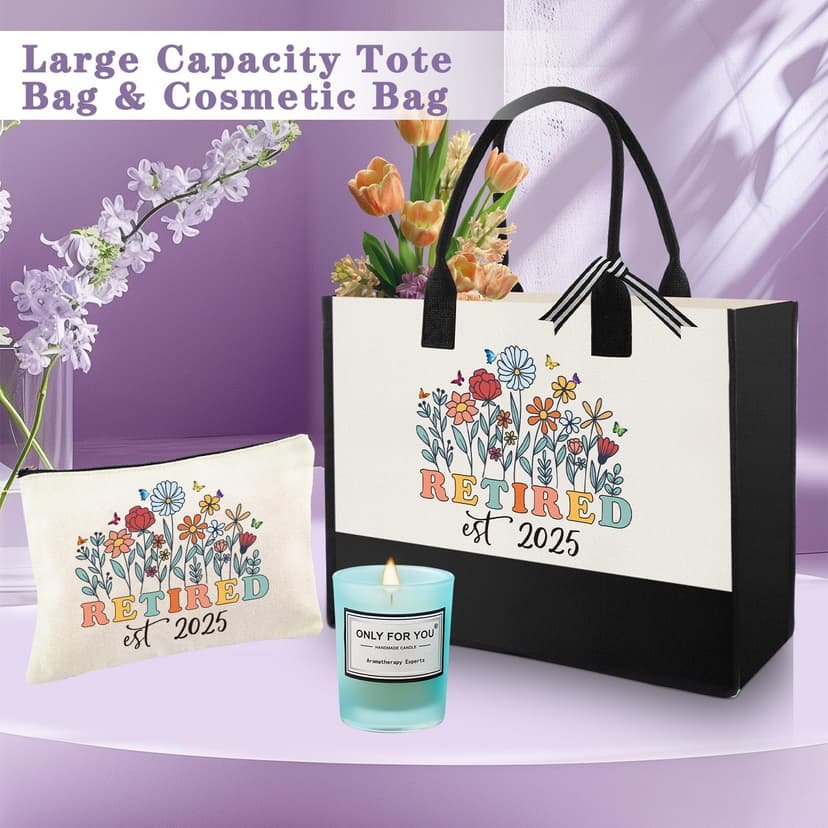 Retirement Gifts for Women, Best Happy Retirement Gifts for Teachers Nurses Coworkers Friends Grandma, Funny Retired Christmas Gift Basket for Women with 20 Oz Tumbler, Canvas Tote Bag, Makeup Bag
