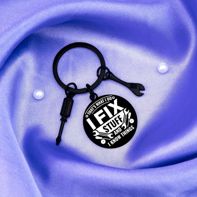 Cool Mechanic Gifts for Men Unique Maintenance Man Gifts for Him Handyman Construction Worker Carpenter Machinist Dad Keychain Thoughtful Christmas Birthday Fathers Day Presents