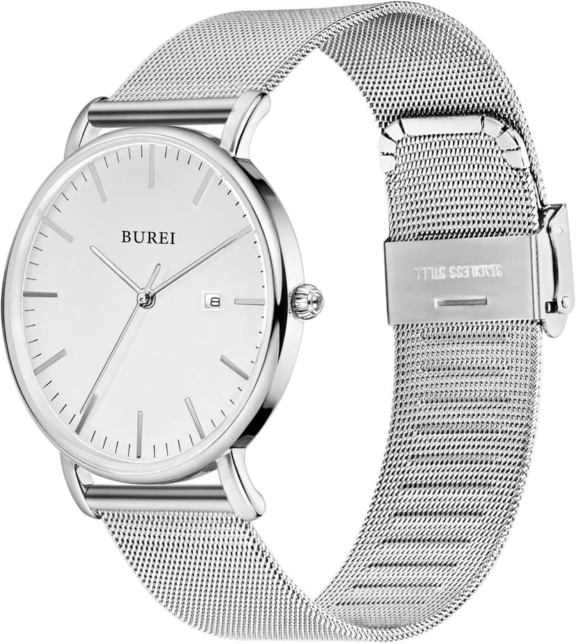 BUREI Men Wrist Watches Fashion Minimalist Analog Quartz Waterproof Watches for Men