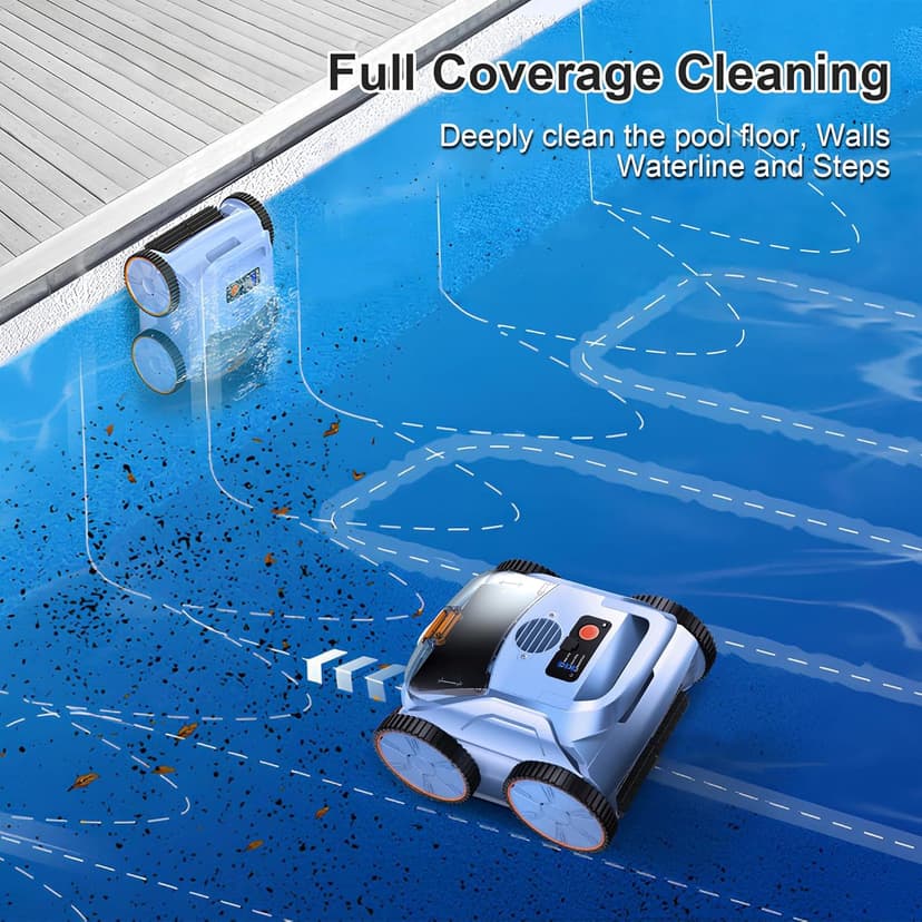 (2025 New) Robotic Pool Vacuum, Robotic Pool Cleaner for Inground Pools, Pool Robot with Smart Navigation, Floor/Wall/Waterline Cleaning, 180 Mins Runtime for Pool Up to 2100 Sq.ft