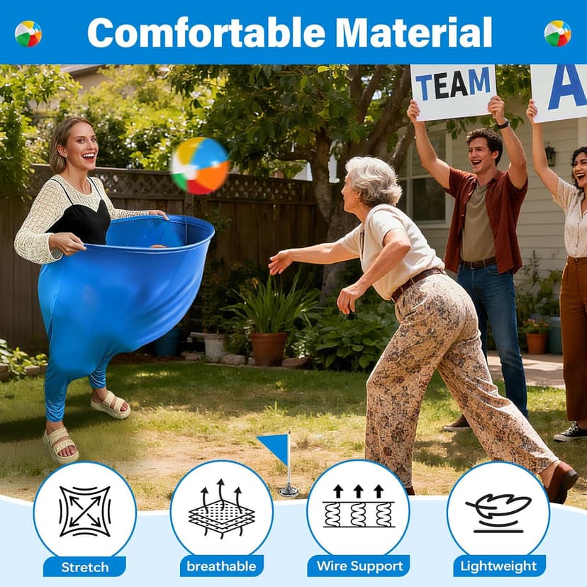 Granny Pants Yard Game for Adults (40 in * 31.5 in),2Pcs Granny Pants Outdoor Games with 10 Bouncy Balls,2 Pumps & Flags, Granny Pants Game for Family Carnival Party Reunion Gathering(Large)