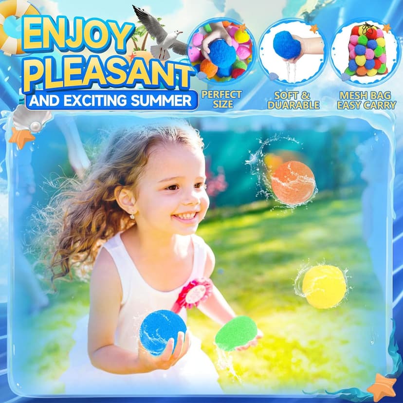 60 Pcs Reusable Water Balls, Reusable Water Balloons for Outdoor Toys and Games, Water Toys for Kids and Adults Boys and Girls - Summer Balls for Pool and Backyard Fun