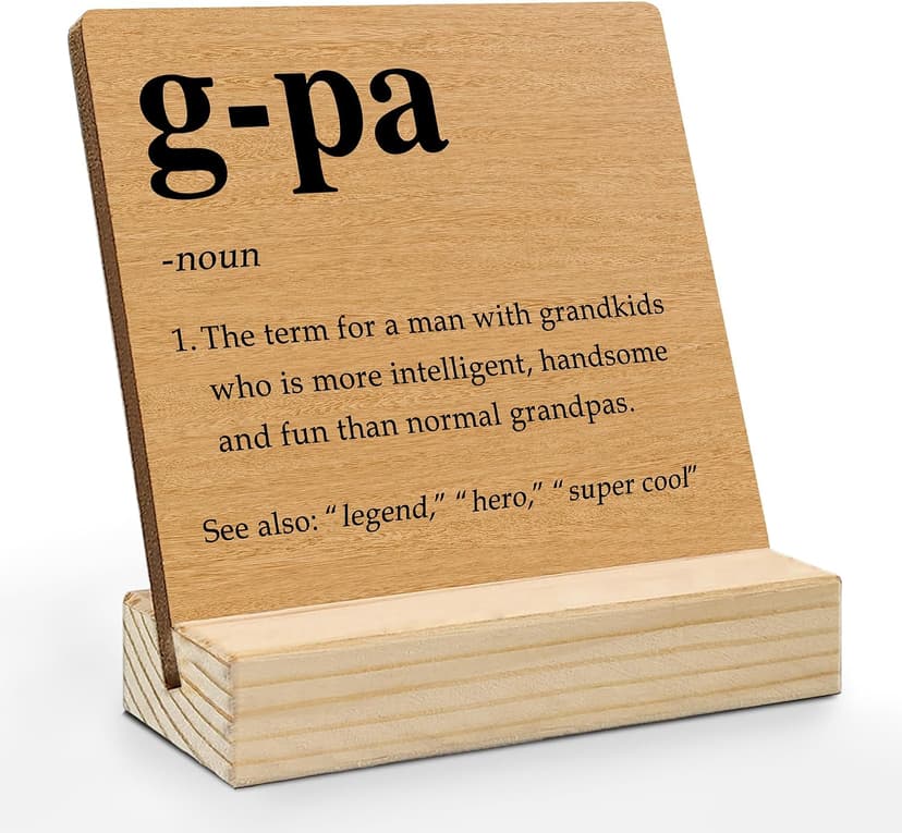 G-Pa Grandpa Gifts Desk Decor, Grandpa Gifts for Birthday Father's Day Decorative Signs & Plaques, G-Pa Definition Desk Sign with Wooden Stand for Home Office Shelf Table Decor B0GJR7LD9H
