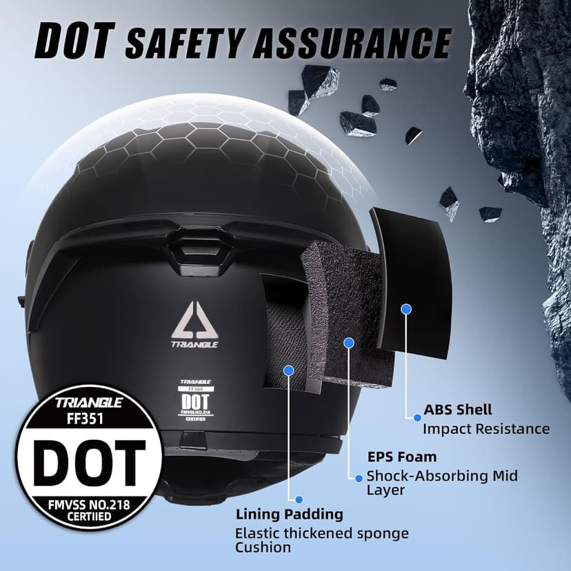 TRIANGLE Motorcycle Helmets Full face Helmet for Adults Men and Women Dual Visor with Internal Sunshield DOT Approved