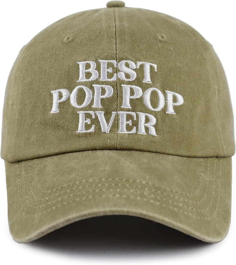 Best Pop Pop Ever Hats for Men Grandpa, Funny Adjustable Cotton Embroidered Dad Baseball Cap B0DPSPL9H4