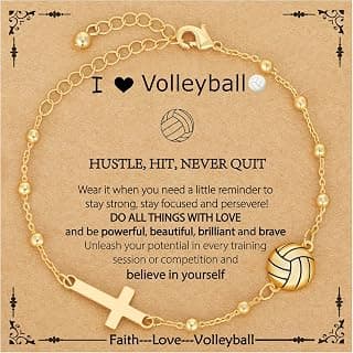 Softball/Volleyball/Soccer/Basketball Football Bracelet for Girls Women, 14K Gold Plated Cross Link Chain Sport Accessories Christian Jewelry Gifts for Teens Team Coach Players B0FSKVMR16