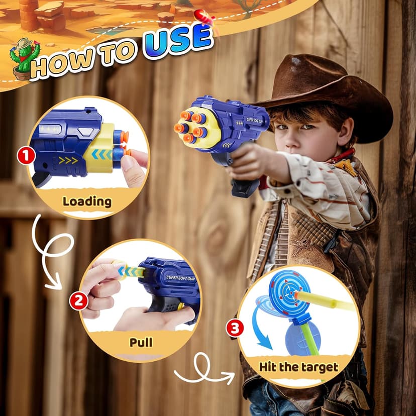 2-Player Shooting Game Toy,Foam Dart Toy Gun with Auto Reset Rotating Shooting Target,Ideal Gift for Kids Ages 4, 5, 6, 7, 8,9,10+