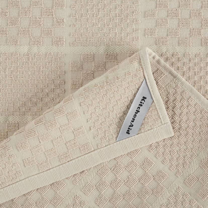 KITCHENAID Quilted Cotton Terry Cloth Oven Mitt, Pot Holder, Kitchen Towel 4-Pack Set, Heat Resistant, Silicone Grip, 16"x26", 7"x13" & 7"x10", Milkshake Tan B0BMKJFFP1