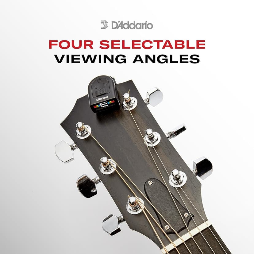 D'Addario Guitar Tuner - Micro Headstock Rechargeable Tuner - Tuner for Acoustic Guitar, Electric Guitar, Bass Guitar - Universal Clip On - 1pk