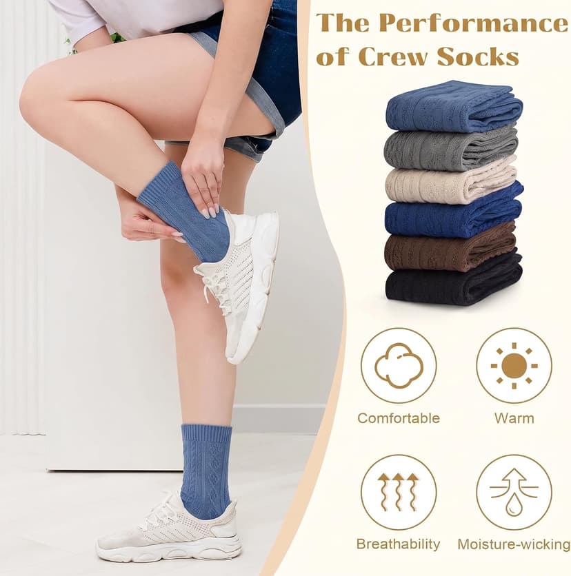 Athletic, Breathable, Warm, Soft, Comfortable, Calf, Gifts, Casual, Size 5-9, Fall Justay Crew Socks for Women, Cute Knit Boot Dress Cotton Socks B0C68LX55L