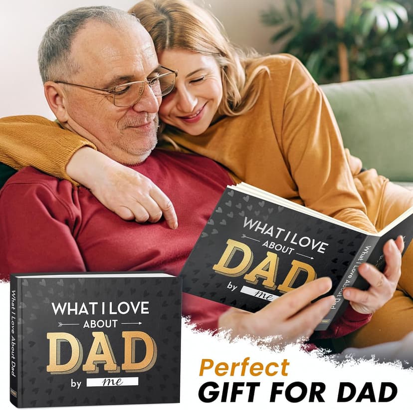 What I Love about Dad Book, Fill-in-the-Blank Book for Dad - Father's day Gifts for Dad from Daughter, Son, Kids - Birthday Gifts for Dad, Dad Birthday Gifts - Dad Christmas Gifts, Stocking Stuffer