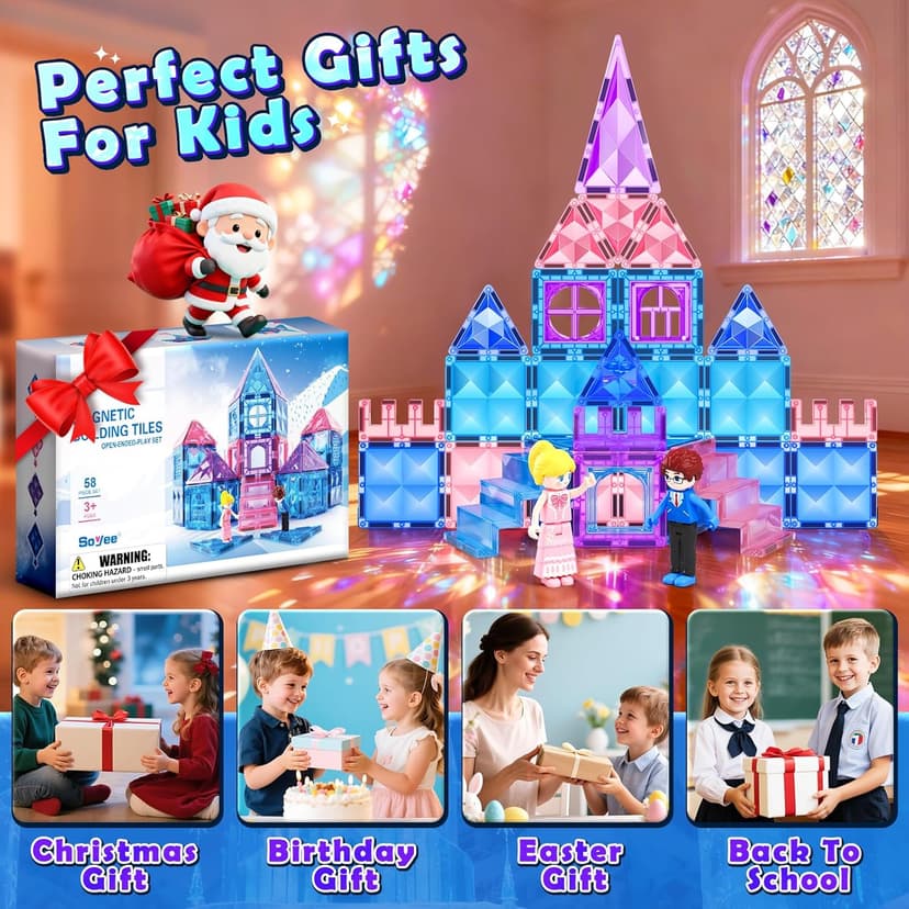 Soyee Diamond Magnetic Building Blocks - Princess Toys for 3-8 Year Old Girls & Boys - 3 4 5 6 Year Old Girl Birthday Xmas Present