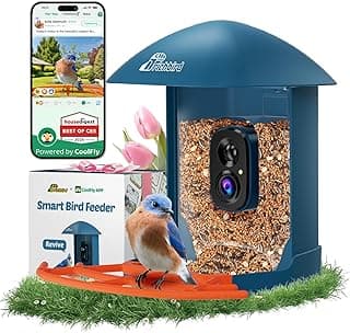Smart Bird Feeder with Camera, 2K HD Birdwatching Camera with AI Identify Bird Species & Solar Panel, Auto Video Capture & Instant Notifications, Ideal Gifts for Lover, Deep Blue