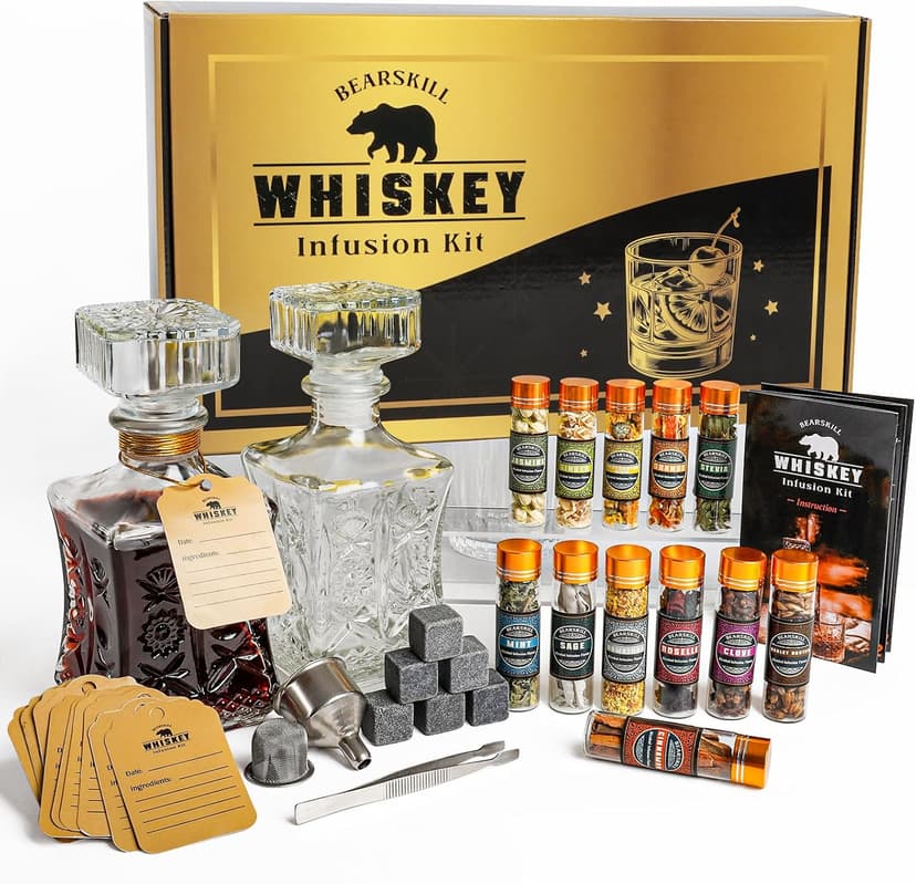 Alcohol Infusion Kit, DIY Whiskey Making Kit for Infusing Bourbon, Rye, Gin, Vodka, Tequila, Rum with Custom Botanicals, Perfect Alcohol Infusion Kits Whiskey Gifts for Men, Dad, Husband