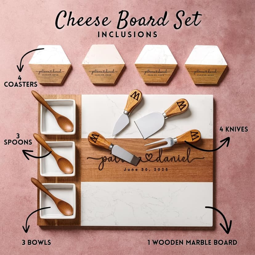 Personalized Charcuterie Board Gifts for Couples, Custom Wedding Gift Ideas, Cheese Board Engagement Gifts, Serving Tray Gift Set