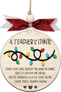 Heartfelt teacher Christmas ornament. A thoughtful thank you gift for teachers that shines with appreciation. Ready to hang. Teacher Christmas Ornaments – Best Merry for Teachers (B48) B0D9GZF921