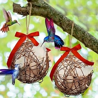 Hummingbird Nesters - Bird Nesting Material Holder for Wild Birds - Humming Bird House Materials Gifts for Bird Watching Nature Lovers - Refillable Outdoor Nesting Station to Build a Nest