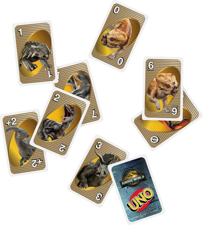 Mattel Games UNO Jurassic World Rebirth Card Game in a Collectible Tin for Kids, Adults & Family with Special Rule & Images Inspired by the Movie
