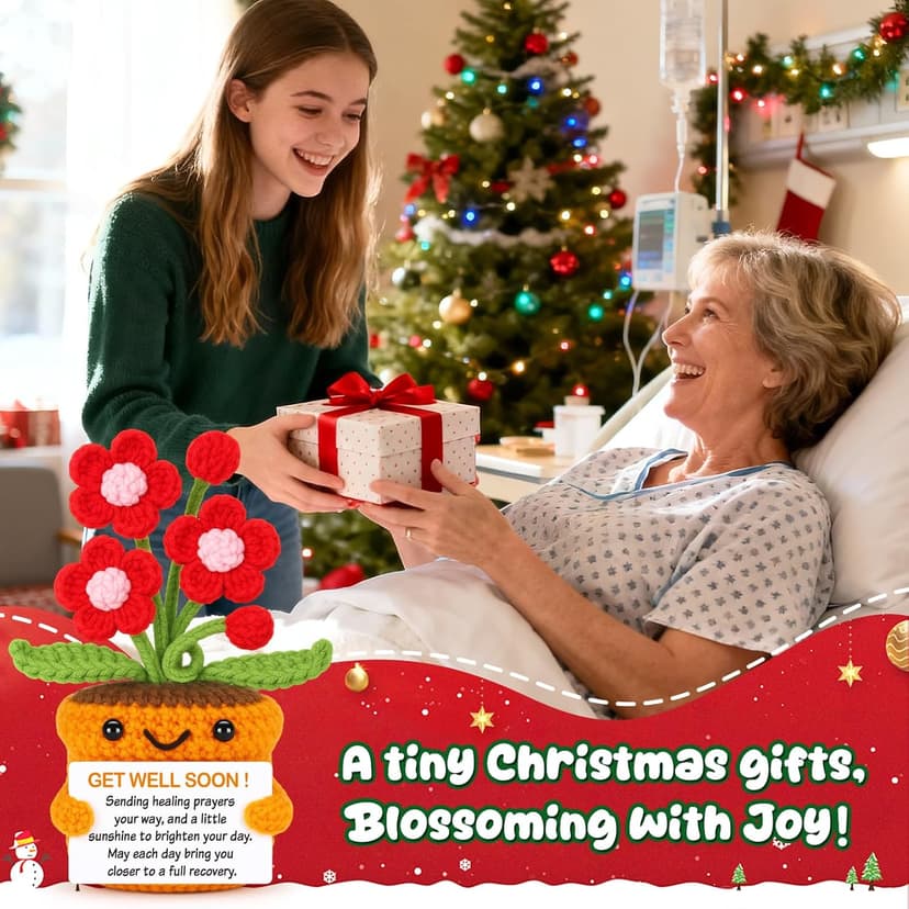 Get Well Gifts for Women After Surgery Recovery Cancer Care Feel Better Thinking of You Gift for Women Men Crochet Flowers Get Well Soon Hospital Bag Essentials Patients Comfort Cheer Up Encouragement