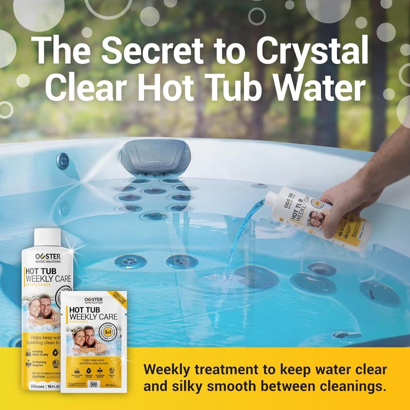 Bio Ouster 3in1 Weekly Hot Tub Cleaner, Conditioner, Clarifier - Hot Tub Chemicals for Standard & Inflatable Spas - Spa Chemicals for Crystal Clear & Sparkling Clean Water - Made in USA (4 Week Kit)