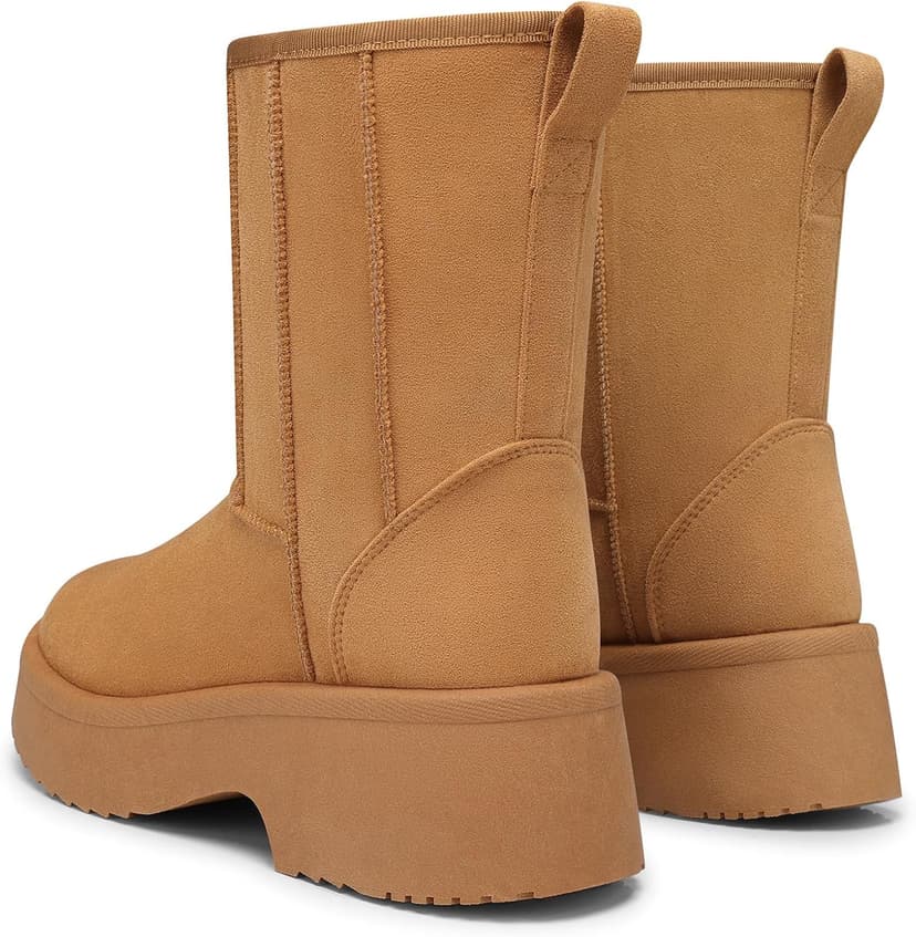 SHIBEVER Women's Snow Boots Winter: Suede Fur Lined Waterproof Anti-Slip Furry Platform Women Ankle Snow Boots